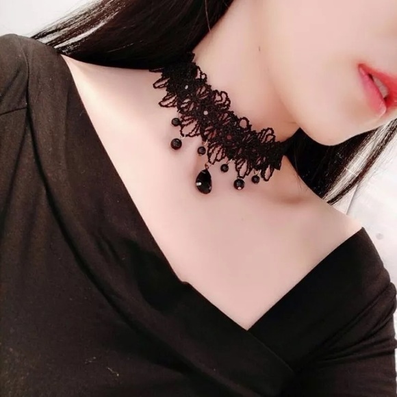 Choker Vampires Gothic Crochet Costume Lace Necklace - Picture 2 of 15